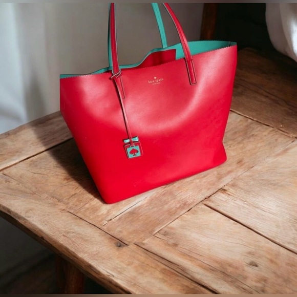 kate spade Handbags - kate spade red tote with teal interior